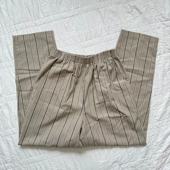 Briggs Vintage striped high rise trousers sz 12 beige elastic waist academia - Picture 5 of 8